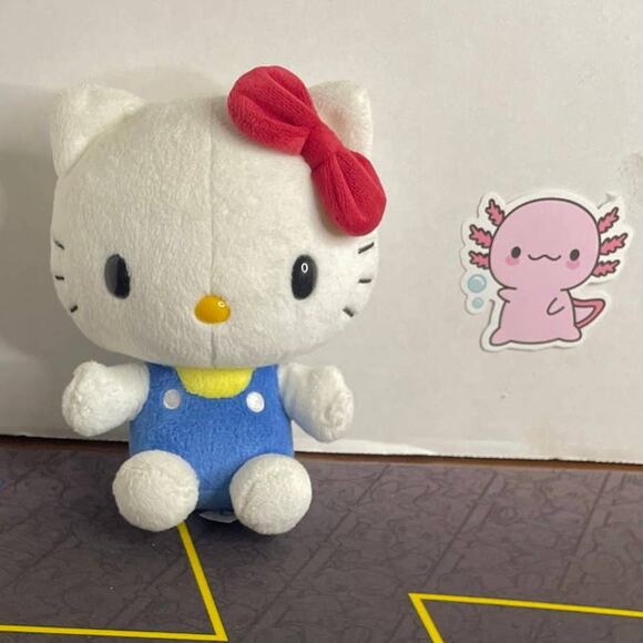 Hello Kitty Blue Overalls Small Cat Stuffed Animal Plush Sanrio 2013 - Picture 1 of 10